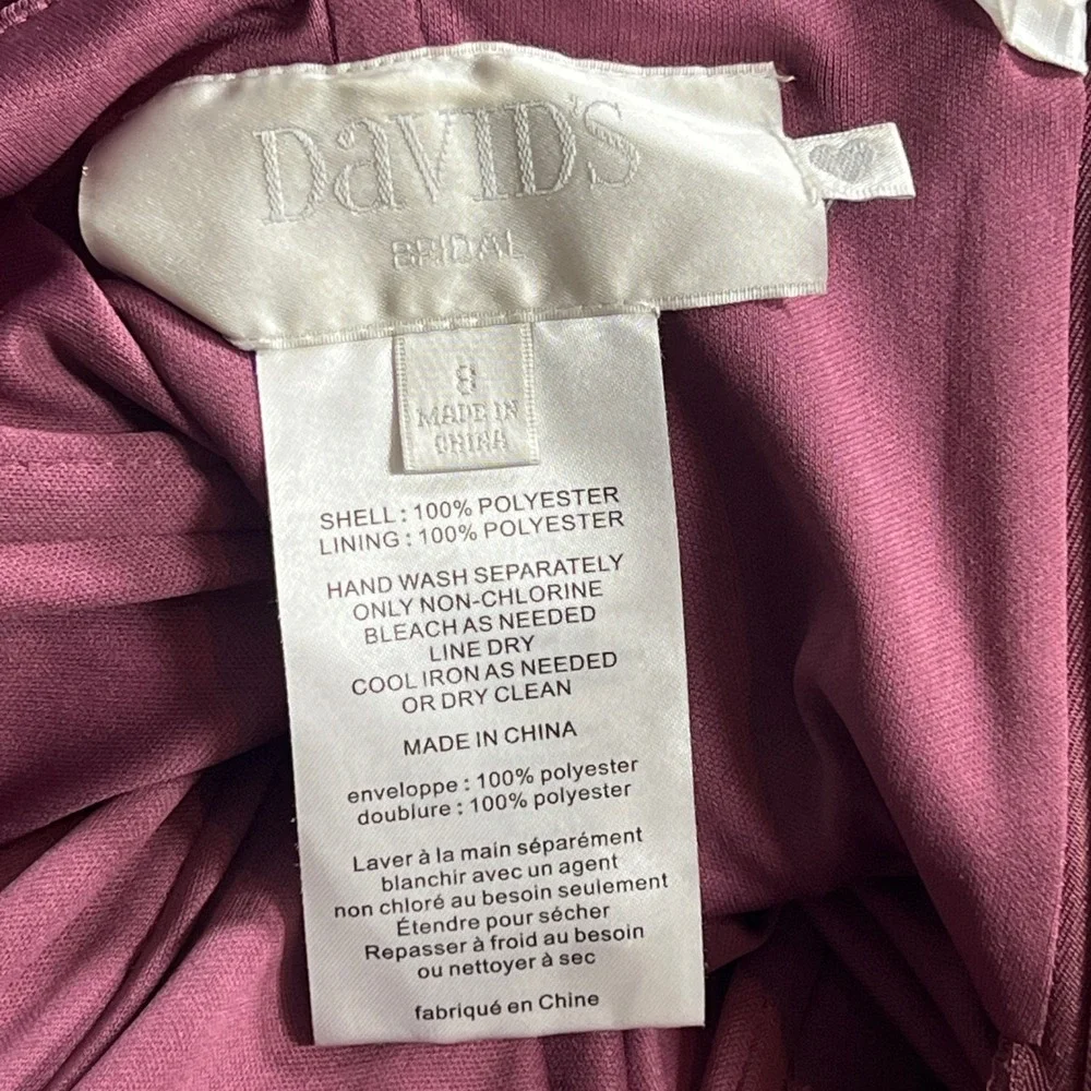 David's Bridal Bridesmaid Dress Convertible Maxi Gown Formal Mauve Size 8 - Picture 3 of 13